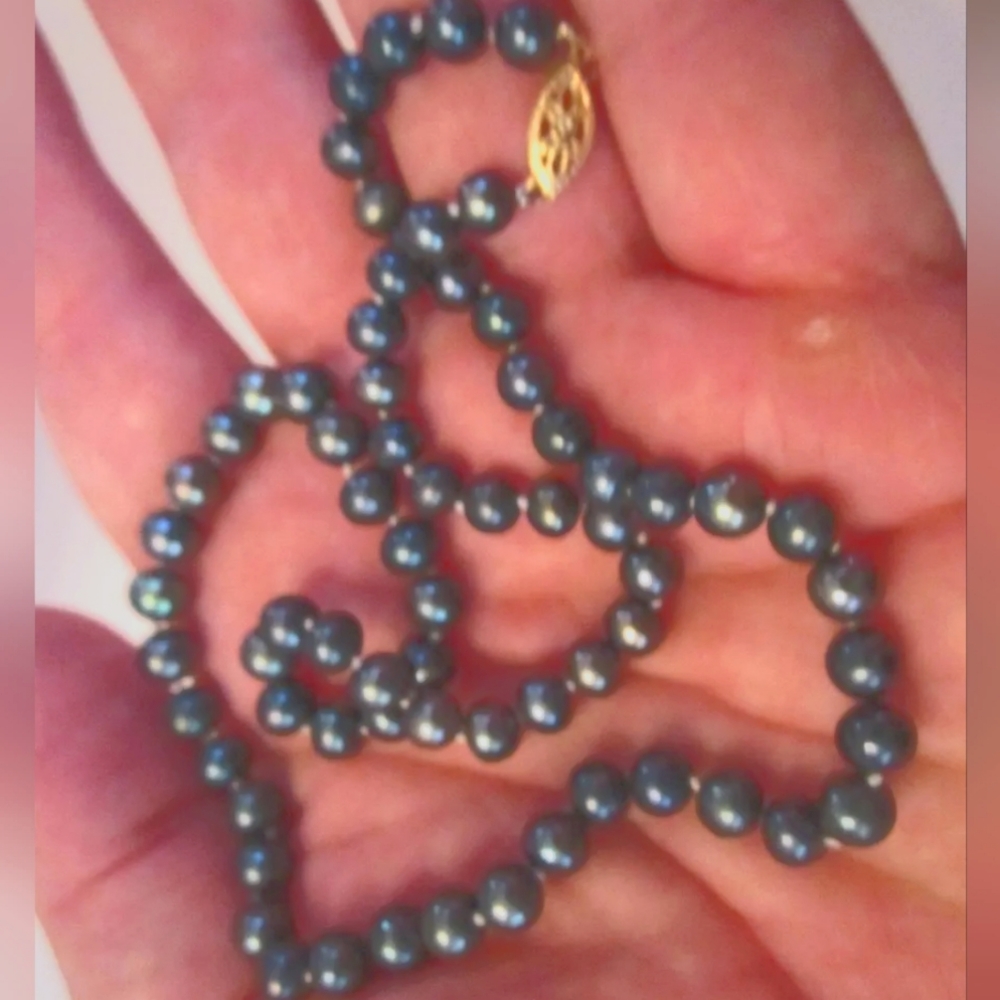 Fashion 6-7mm Genuine Natural Black Akoya Cultured Pearl Jewelry Necklace 18"
